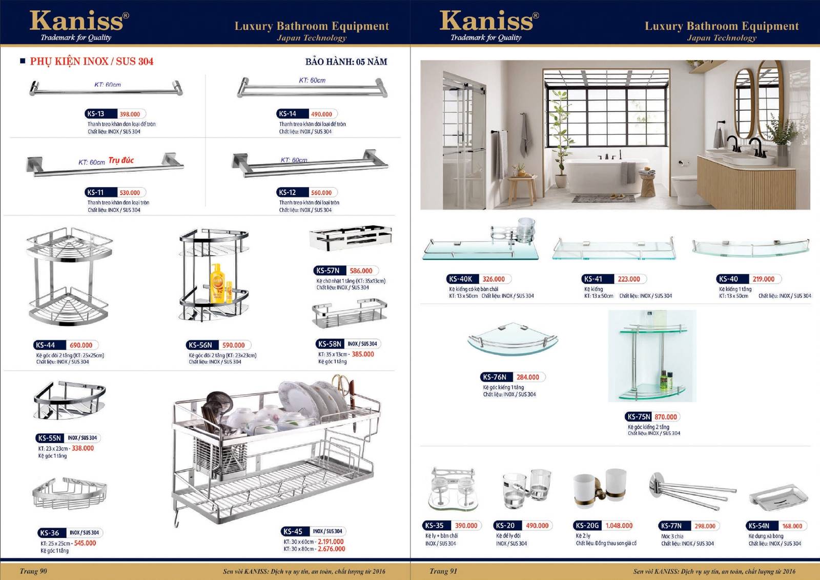 Bảng giá và Catalogue Thiết bị vệ sinh KANISS mới nhất 2025 /Page 46